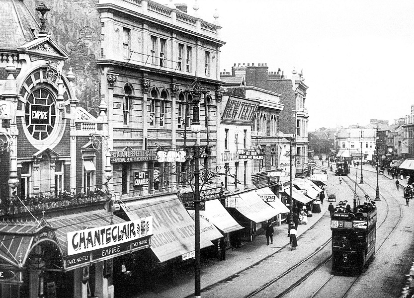 Trams on Queen Street, Cardiff